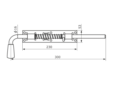 Засов с пружиной ЗСП-300 мод.2 черный DOMART 11593796
